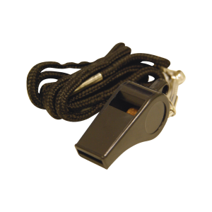 SG Plastic Whistle with Lanyard Black